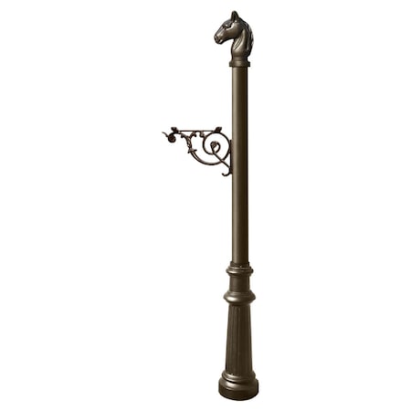 Qualarc Post w/support bracket, decorative fluted base and horsehead finial LPST-801-BZ